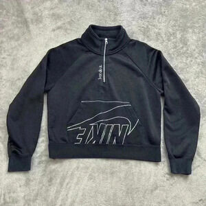 Nike Sweatshirt Womens Small Sportswear Icon Clash 1/4 Zip Fleece Pullover Black